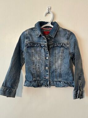 Girls' Ruffle Hem Denim Jacket - Blue size 2t